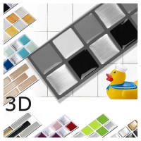 Vividtiles 6-Sheet Colorful Self Adhsive DIY Decor Vinyl Wallpaper 3D Peel and Stick Square Mosaic Tiles Stick on Backsplash