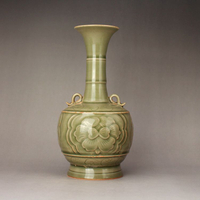 宋越窯秘色瓷青釉刻花紋花瓶 古玩古董陶瓷器 仿古收藏品擺件