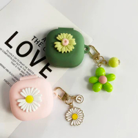 Fashion Daisy Flower Case for Anker Soundcore R50i / P20i Case Cute Silicone Earphone Cover with Keychain box for Soundcore p20i