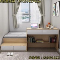 超值特惠價現代簡約單人床小戶型榻榻米床書桌壹體兒童床櫃組合多功能儲物床
