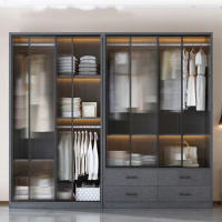 Open Mobile Closet Organizer Cupboard Storage Drawers Sliding Door Wardrobe Clothes Luxury Armario De Ropa Bedroom Furniture
