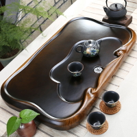 黑檀木茶盤家用整塊實木茶海茶臺大小號長方形原木花梨茶托盤簡約