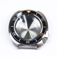 43mm Turtle Steel Sapphire Crystal Case With Ceramic Bezel Insert Waterproof For Seiko Nh35 Nh36 Movement 28.5mm Dial Watch Mod