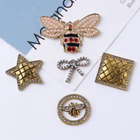 Alloy Rhinestone Accessories Bee Insect 5 Pcs Accessories DIY Brooch Clothing Shoes Bags Jewelry Buttons Decorative Accessories