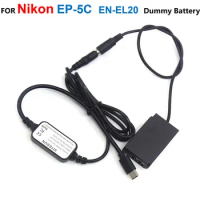 EP-5C DC Coupler EN-EL20 EL20A Fake Battery+EH5A USB-C Power Bank PD Adapter Cable For Nikon 1J1 1J2 1J3 1S1 1AW1 1V3 Camrea