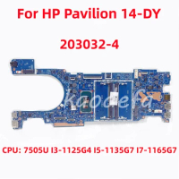 203032-4 Mainboard For HP Pavilion 14-DY Laptop Motherboard CPU: 7505U I3-1125G4 I5-1135G7 I7-1165G7 DDR4 100% Test OK