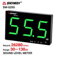 SNDWAY Sound Level Meter 30~130dB Digital High Precision Wall Mounted Noise Digital Sound Level Meter DB Meter Decibel Monitor