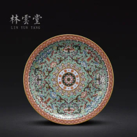 hand-painted green enamel pot with tangled branches and lotus inherits Jingdezhen's hand-made ceramic decoration