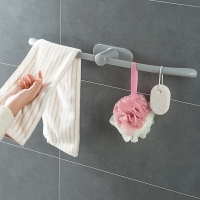 簡約毛巾架衛生間無痕收納置物架浴室免打孔塑料創意單桿浴巾掛架