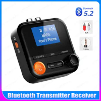 Bluetooth 5.2 Transmitter Receiver LED Display TF Card Play RCA 3.5mm AUX HIFI Audio Wireless Adapter For Car PC TV Headphones