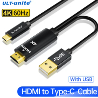 HDMI to USB C Cable Unidirectional 4K60Hz HDMI 2.0 to Type C Converter for Xreal Nreal Air Steam Deck Dock PS5 Portable Monitor