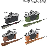 PU Leather Camera Case Half Bag Body With Wrist Strap For Nikon ZFC Z30 Z50