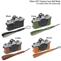 PU Leather Camera Case Half Bag Body With Wrist Strap For Nikon ZFC Z30 Z50