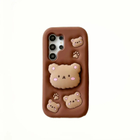 เคสโทรศัพท์ซิลิโคนพร้อมขาตั้งหมีผ้าฝ้าย ดีไซน์การ์ตูนน่ารัก ทนต่อการตก เคสป้องกัน เหมาะสำหรับ Samsun