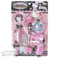 小禮堂 Hello Kitty 夢幻寶石梳妝組玩具《粉黑.髮箍.香水瓶.吹風機》適合3歲以上孩童