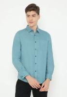 Police Denim POLICE Kemeja Polos Cotton Regular Fit Lengan Panjang Pria