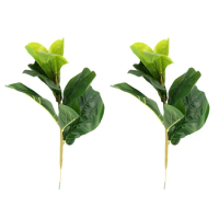 Small Artificial Fiddle Leaf Tree 11Inch Faux Ficus Lyrata Tree For Home Wedding Courtyard Indoor And Outdoor Decoration