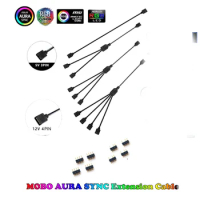 5V 3Pin 12V 4PIN RGB Connector 1 To 1 2 3 4 Wire Splitter Extension Cable for Computer Fan Motherboard AURA RGB LED strip Light