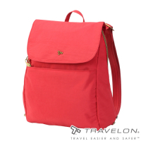 【Travelon美國防盜包】SIGNATURE後背包TL-SO2004莓紅/RFID/防盜鎖/防盜保護網/休閒旅遊包