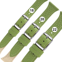 Watchband / 18.20.22mm / 各品牌通用 經典色系 快拆型 雙色真皮錶帶-綠x米白色