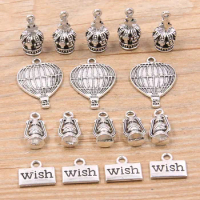 20Pcs 4 Styles Balloon Crown Oil Lamp Charms Letter Wish Daily Necessities Pendants Jewelry Making For DIY Handmade Craft
