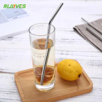 4Pcs Reusable Drinking Straw High Quality 304 Stainless Steel Metal Straw with Cleaner Brush For Mugs