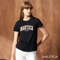 【NAUTICA】女裝 撞色字母經典短袖T恤(黑)