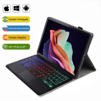 For Microsoft Surface Go 1 2 Go3 Wireless Bluetooth Touchpad Keyboard Cover Backlight Holster Tablet Tree Grain Leather Case