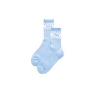 FILA 素色格紋造型中筒襪-淺藍 SCY-1301-SB
