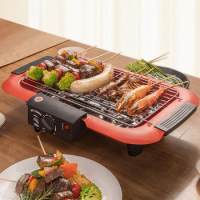 Smokeless Electric BBQ Grill Non-Stick Pan Stove Electric Griddle Barbecue Temperature Control 220V Household Outdoor Cooking