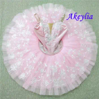 Tutú de Ballet profesional para mujer, vestido clásico para actuación, disfraz de Bella Durmiente para escenario, 7 capas, color rosa y blanco, 20060