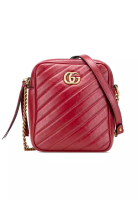 Gucci 二手 Gucci Gg Marmont Matelasse 皮革雙拉鍊斜背包
