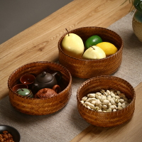 竹制品純手工竹編水果籃創意家用干果盤茶幾零食糖果收納筐針線籃