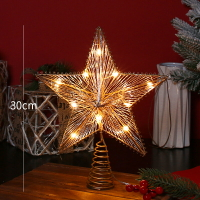 聖誕樹頂星發光金色銀色帶燈鐵藝樹頂五角星擺件聖誕節裝飾品星星 全館免運
