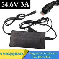 54.6V 3A electric bike lithium battery charger for 48V lithium battery pack 3 pin female connector XLRF XLR 3 sockets