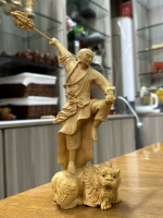 小葉黃楊木雕刻地藏王菩薩站像地藏菩薩佛像家居佛堂客廳供奉擺件