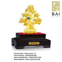 BAI GIFT PAJANGAN POHON KOIN UANG LAPIS EMAS 24K MINIATUR POHON KOIN UANG EMAS - SIZE M 160*100*207 