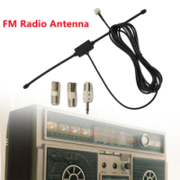 DAB FM Radio Antenna FM Dipole Aerial Audio Plug Connectors 75 Ohms Adhesive Wall Mounting For Stereo Receiver