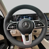 DIY Hand Sewing Car Steering Wheel Cover for Mercedes Benz E300 C260 C200l GLB200 GLC A200 Cla Car Genuine Leather Accessories