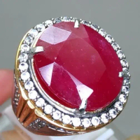 Cincin Batu Natural Merah Ruby Cutting Besar