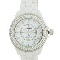 CHANEL J12陶瓷寶石鑽錶(白)