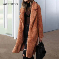 2021 Women Long Faux Fur Coat Teddy Jacket Autumn Winter Warm Coat Women Warm Ladies Jacket Female Plush Teddy Fur Coat Outwear