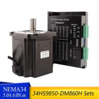 Nema 34 stepper motor 5.0A 6.0 N.m D14mm 34HS9850 +DM860H drive stepping motor 86X98MM For 3D Printer Monitor Equipment