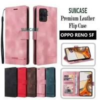 SUNCASE Oppo reno 5F cover hp model dompet multi fungsi flip case wallet leather SUNCASE RED