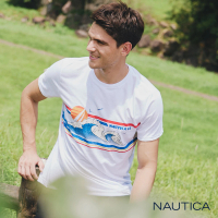 【NAUTICA】男裝 浪花休閒短袖T恤(白色)