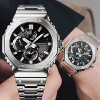 【CASIO 卡西歐】G-SHOCK 八角不鏽鋼 太陽能藍芽三眼計時錶 手錶 畢業禮物(GMC-B2100D-1A)
