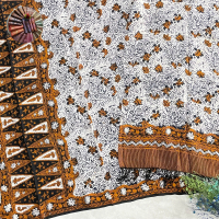 Kain Batik Sarung Selendang Sogan Bahan Viscose Semi Sutra Khas Trusmi Cirebon tulis