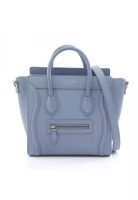 CELINE Pre-Loved Celine luggage nano shopper Handbag leather Blue gray 2WAY