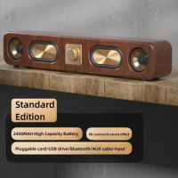 Retro Wooden Bluetooth Speakers Portable Soundbar Home Computer Desktop TV Theater Wireless HIFI Stereo Sound FM Radio Subwoofer
