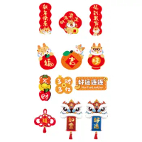 6 Pieces Chinese New Year Refrigerator Magnets 3D Lunar New Year Fridge Magnets for Kitchen Party Supplies Door Spring Festival